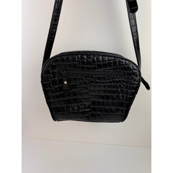 VINTAGE 90 Jones New York Black Croc Embossed Leather Shoulder Crossbody Handbag - Picture 5 of 8